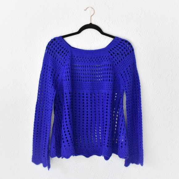 Ya Los Angeles Blue Open Knit Sweater - Picture 2 of 14